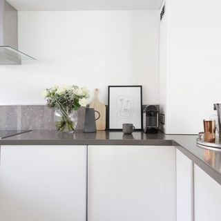 kitchen with white cabinet