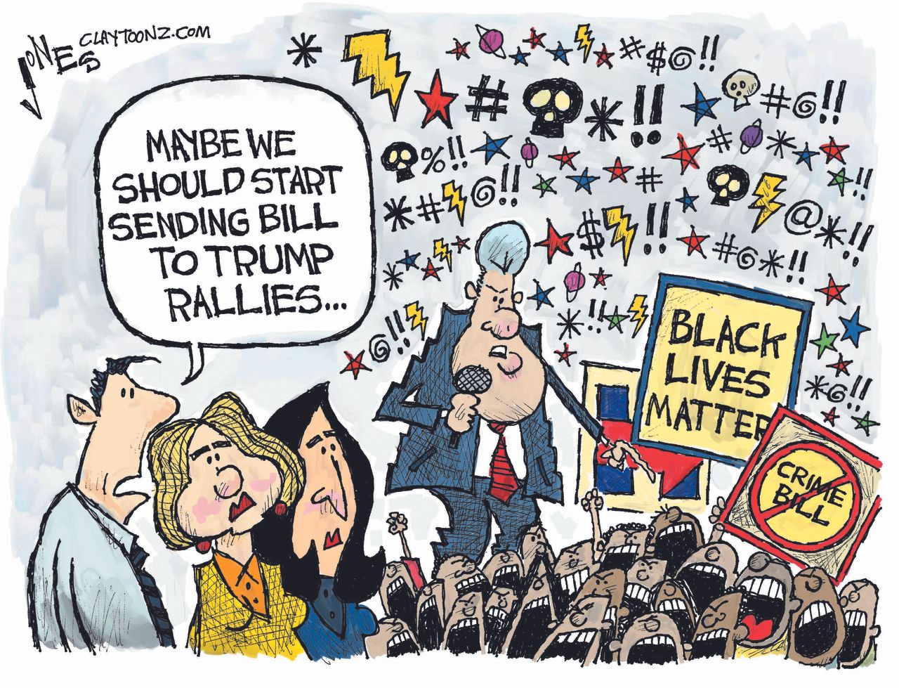 Political Cartoon U.S. Bill Clinton Rallies 2016