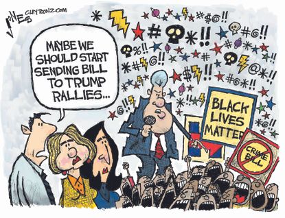 Political Cartoon U.S. Bill Clinton Rallies 2016