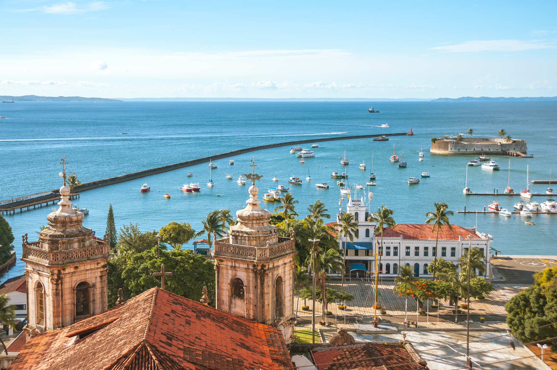 Salvador, BA, Brazil: High angle view of the All Saints Bay