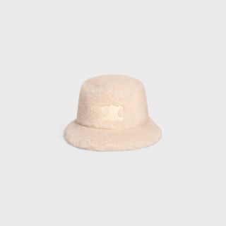 Celine Triomphe Bucket Hat in Sherpa Cashmere