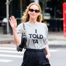 Jennifer Lawrence wears the challengers I told ya t shirt worn by Zendaya in New York City