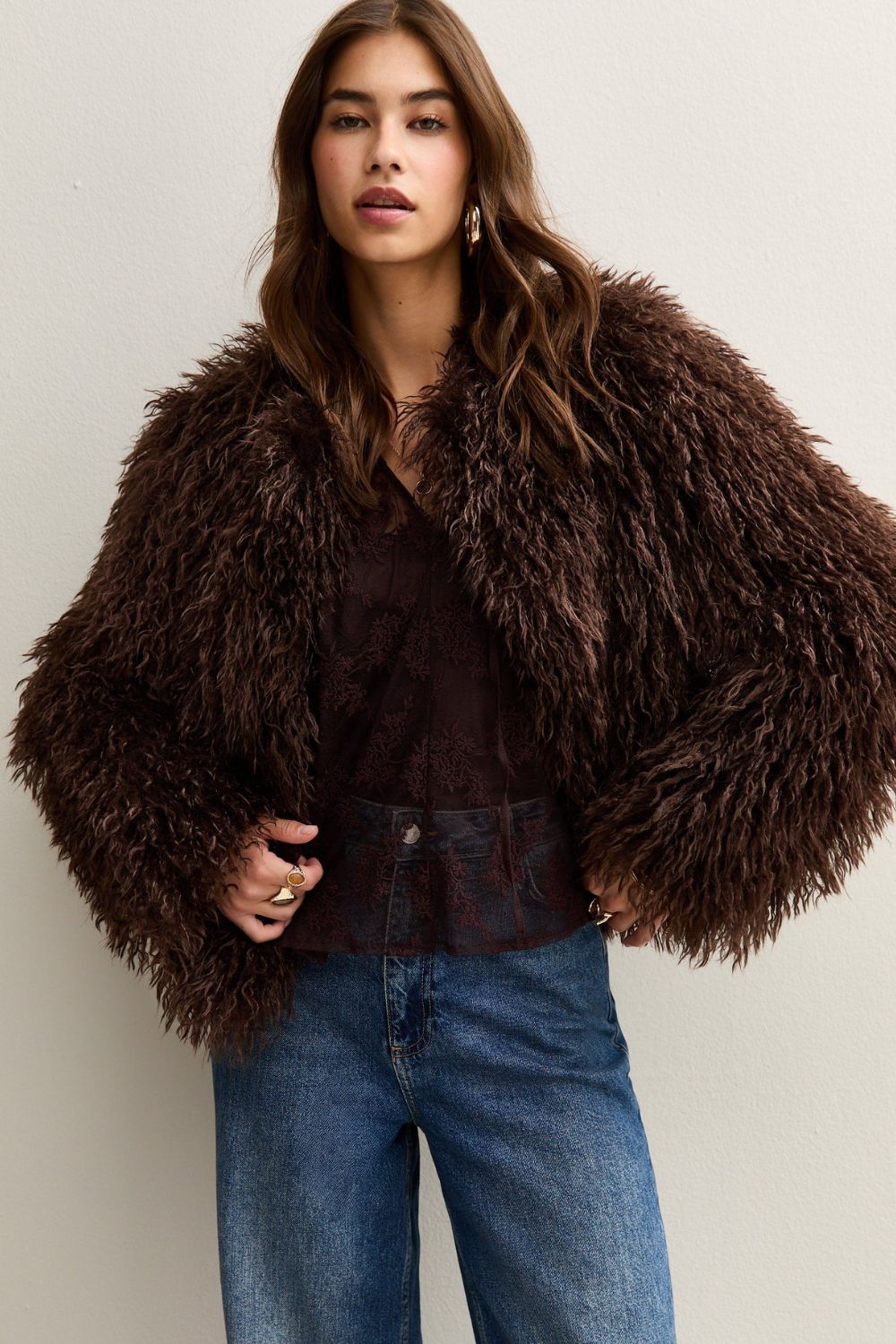 Brown Faux Fur Coat