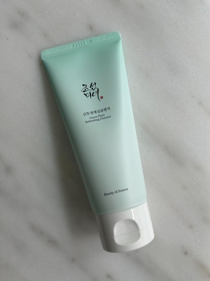 The Beauty Of Joseon Green Plum Refreshing Cleanser on a marble table