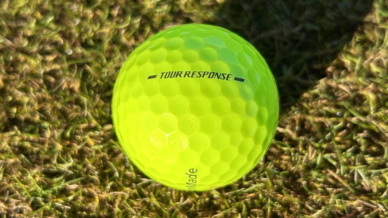 Photo of the yellow TaylorMade 2025 Tour Response Golf Ball