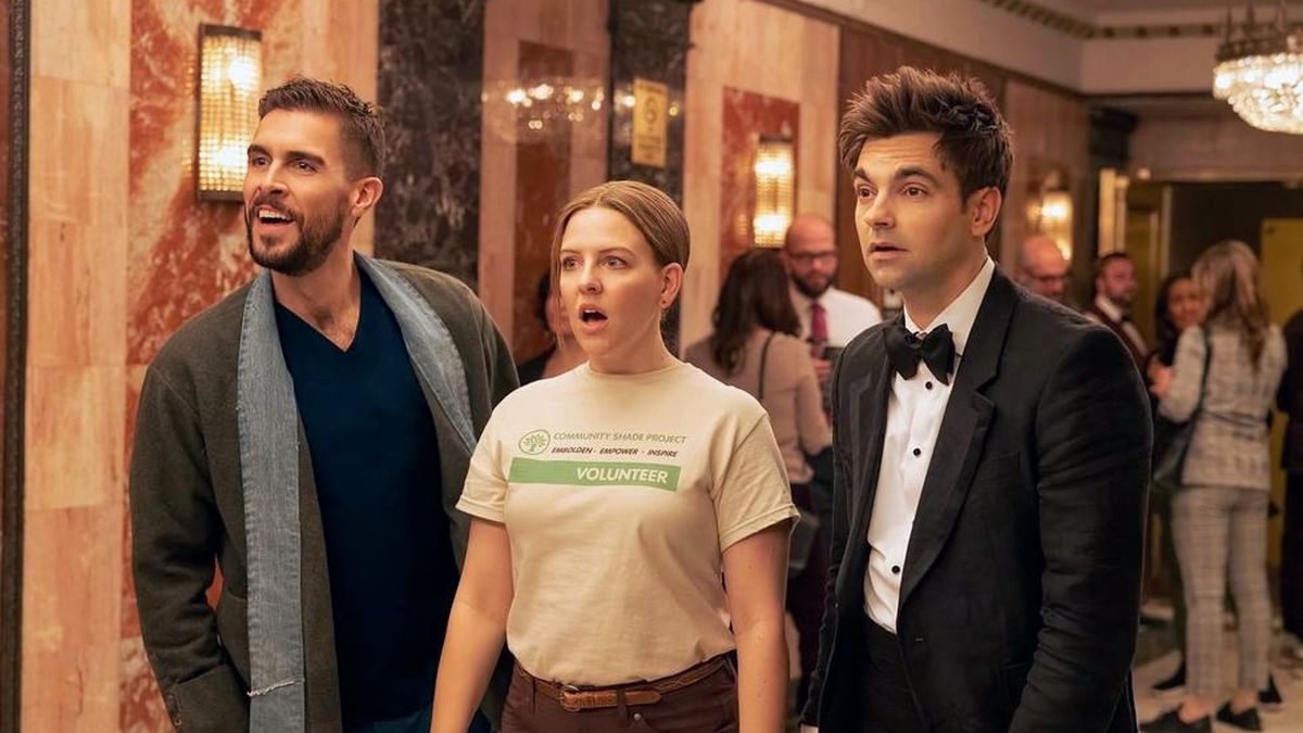 Josh Segarra, Heléne Yorke, Drew Tarver in The Other Two season 3