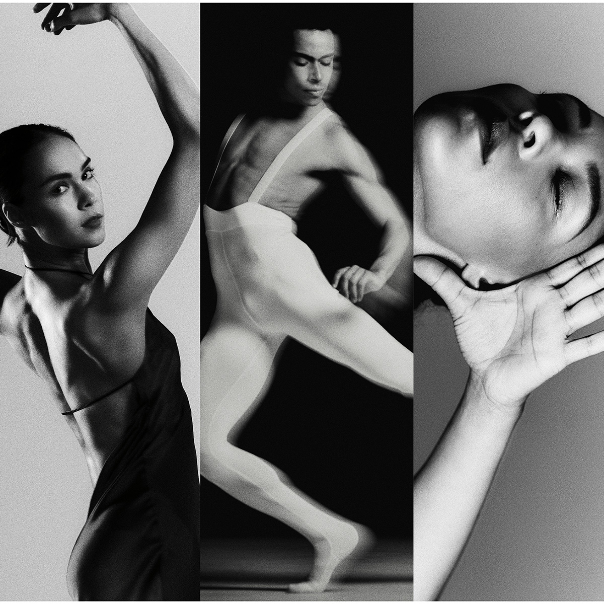 A collage of three dancers.