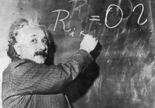 Albert Einstein at the blackboard