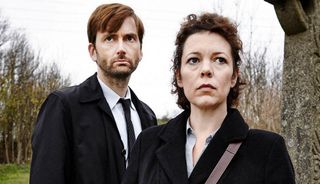 David Tennant as Alec Hardy and Olivia Colman as Ellie Miller in Broadchurch