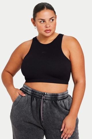 Hera Black Racerback Crop Top