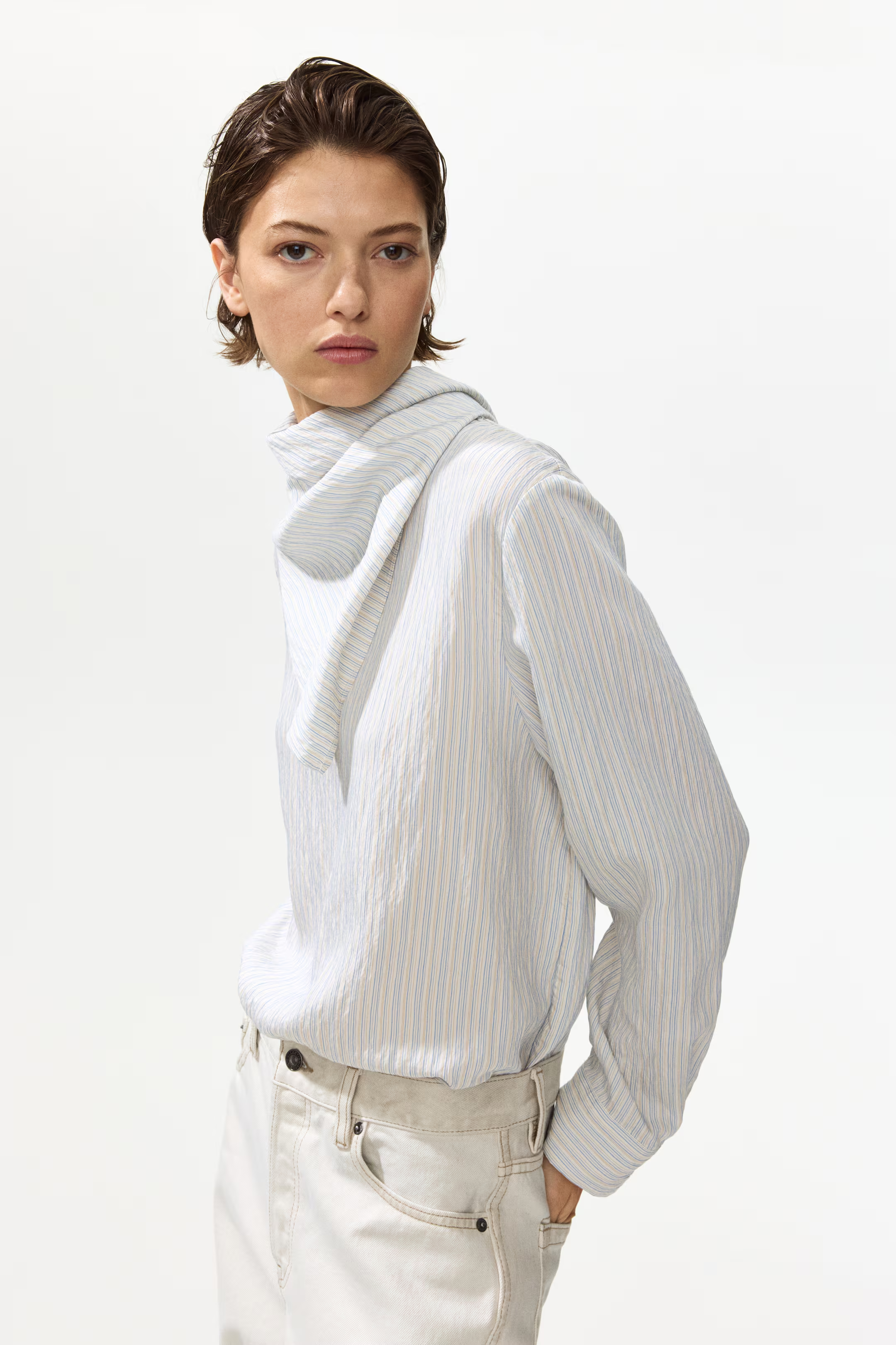 H&amp;M, Blouse With Scarf