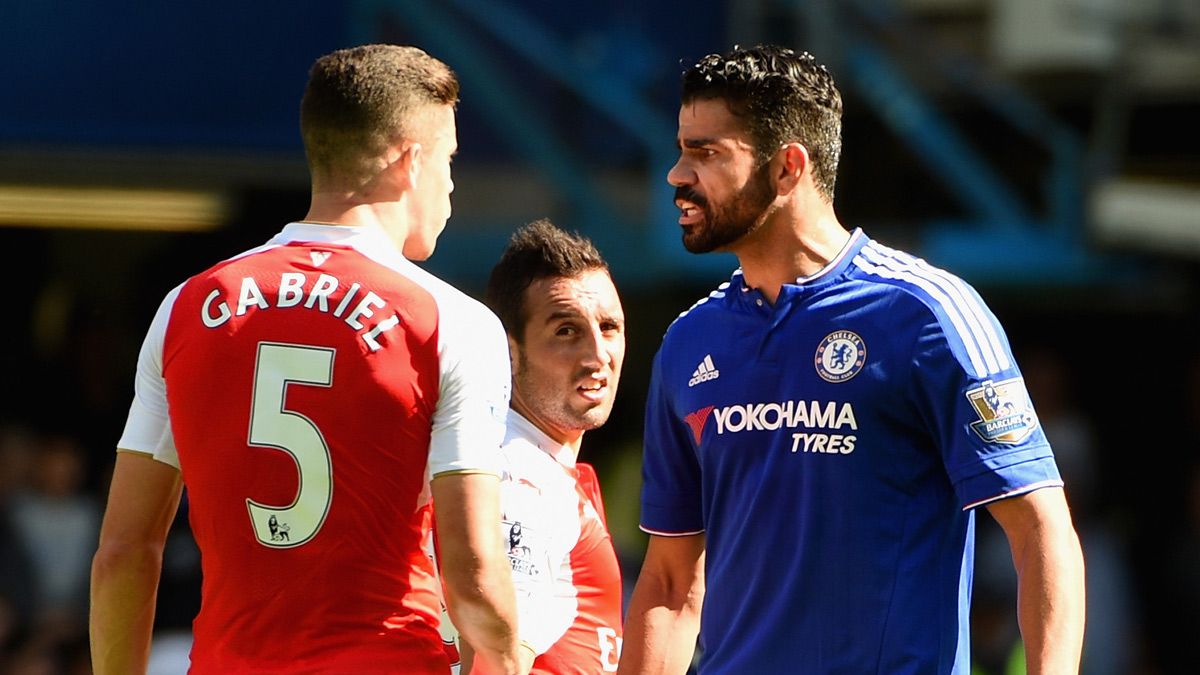 Gabriel Paulista of Arsenal, Diego Costa of Chelsea