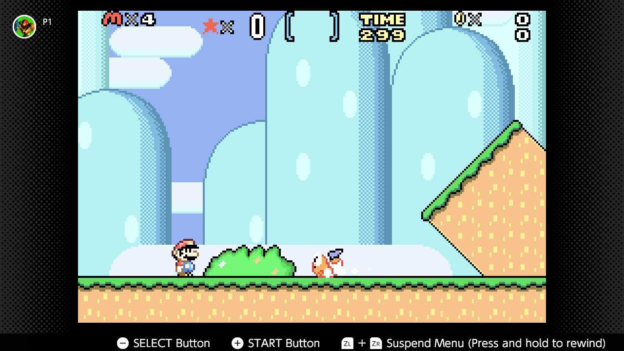 A screenshot of the first level of Super Mario Advance 2