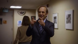 Bob Odenkirk giving finger guns in Better Call Saul