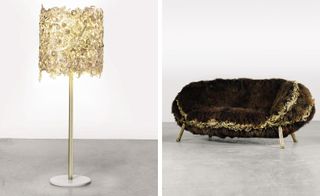 The Campana brothers' 'Ouro Preto' floor lamp and 'Anhanguera' sofa (both 2011)