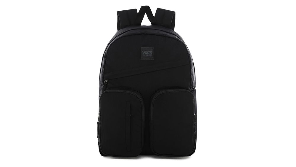 vans plain black backpack