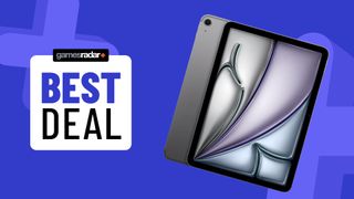 iPad Air on a blue background with best deal badge