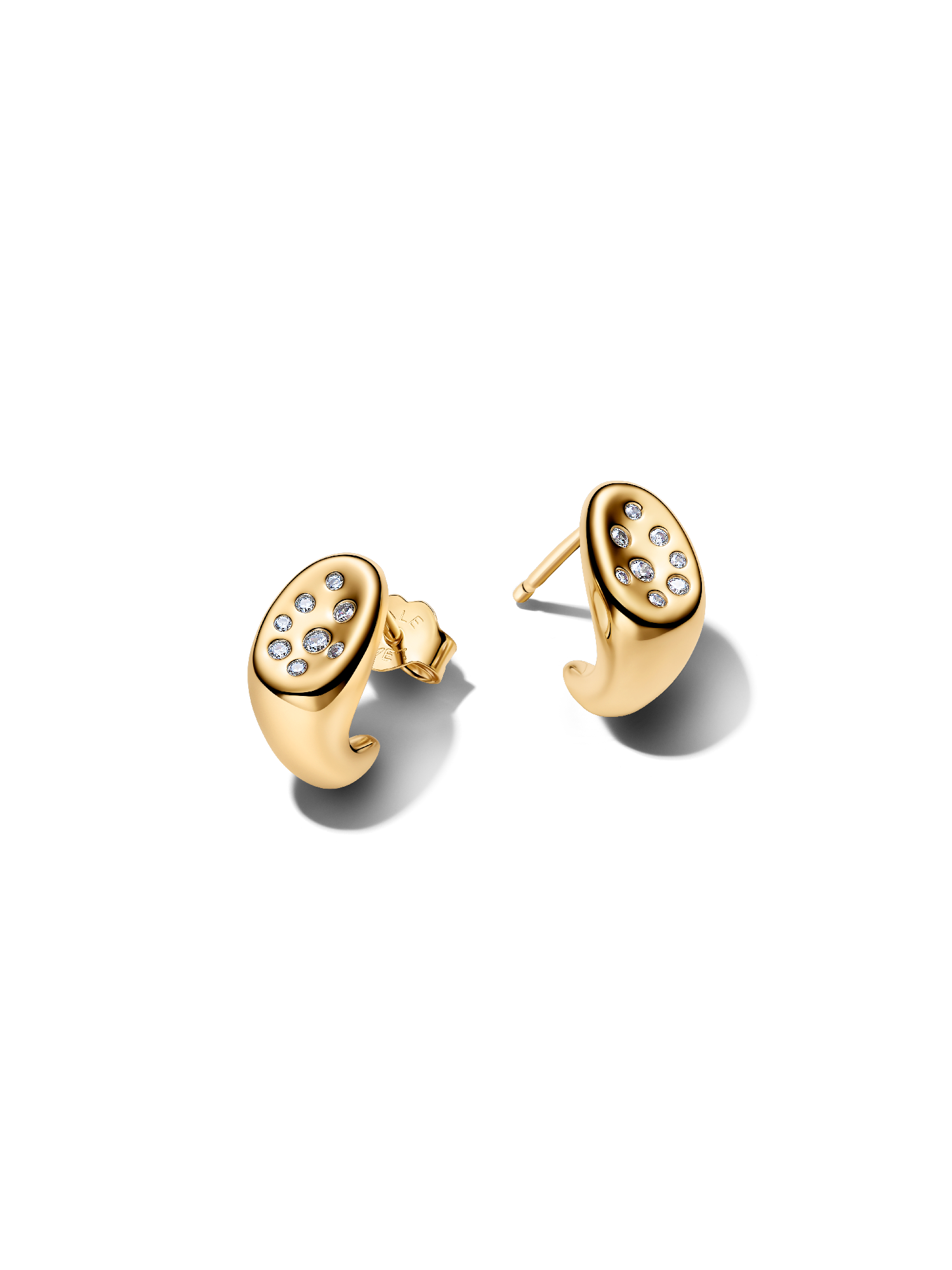 Organically Shaped Stone-Set Stud Earrings
