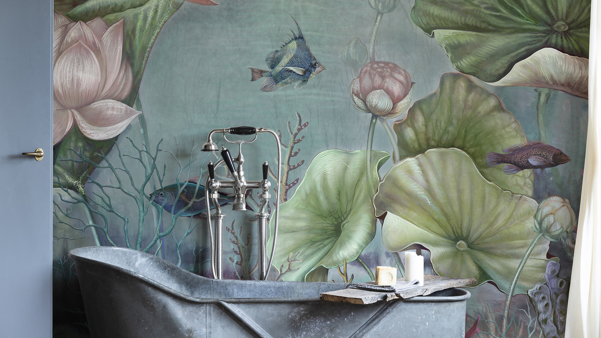 Floral bathroom wallpaper