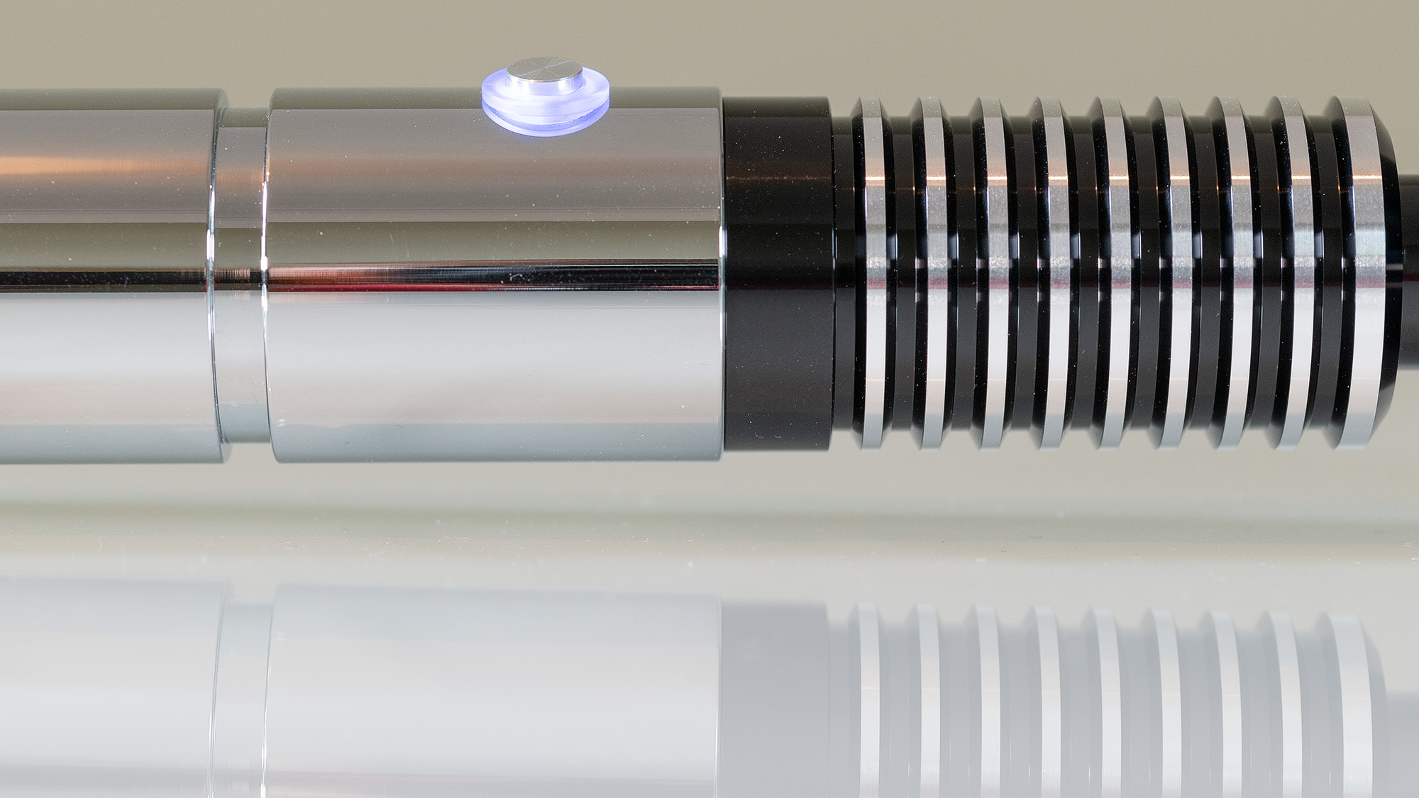 The SabersPro Luke lightsaber, close up of the mid-section.