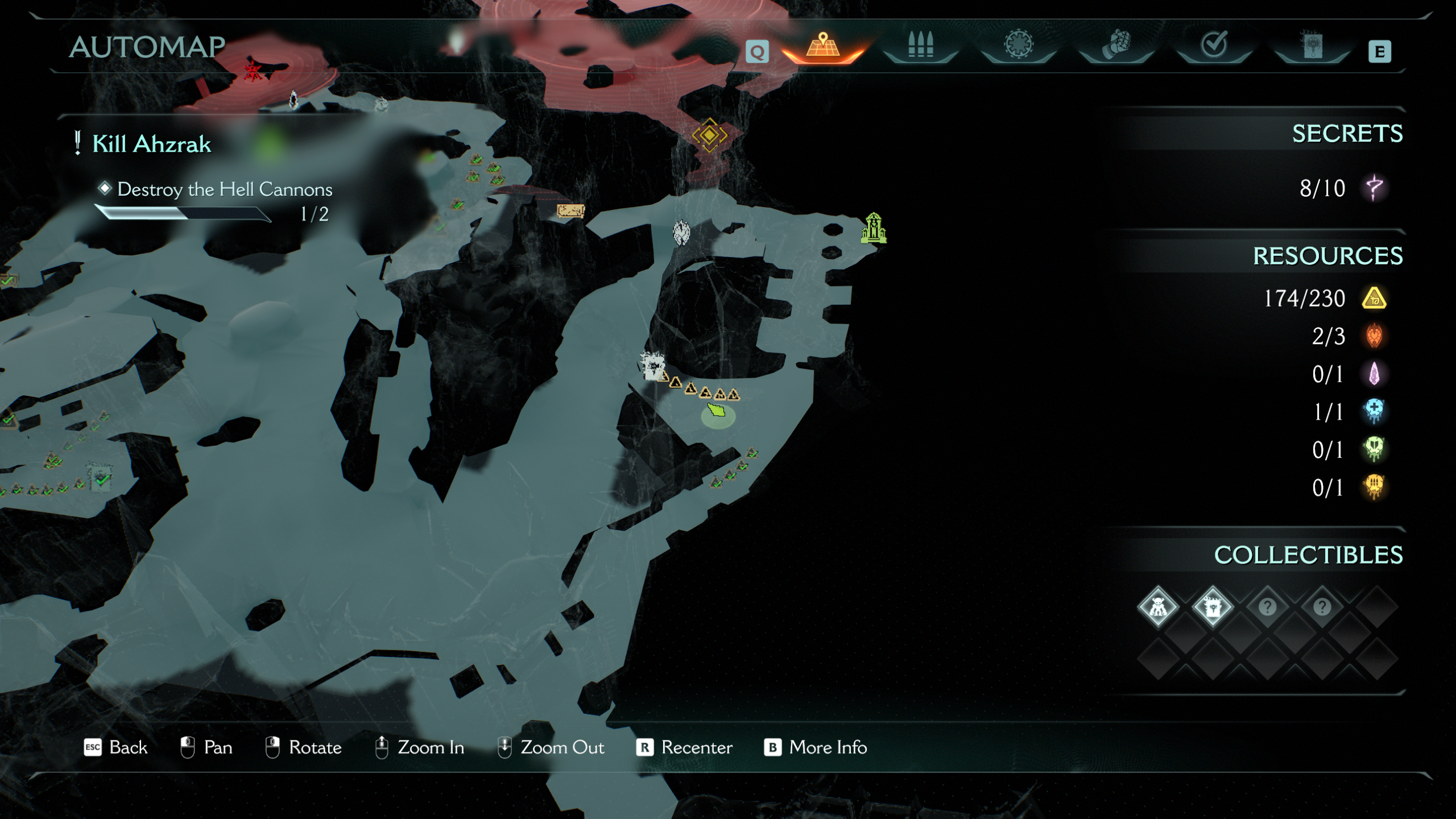 Doom: The Dark Ages The Forsaken Plains secrets and collectibles - A map highlighting the location of a codex entry on a balcony.