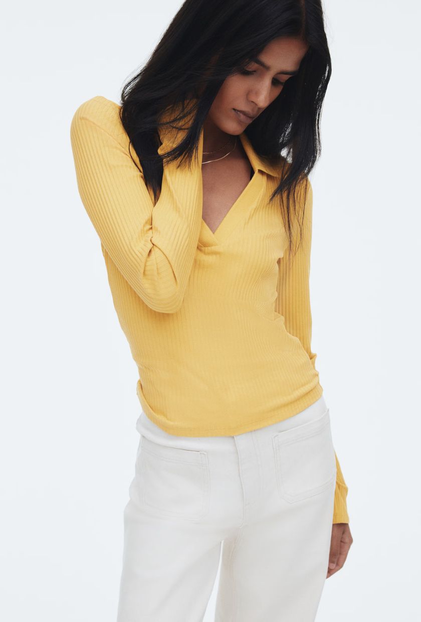 H&amp;amp;M, Ribbed Collared Top