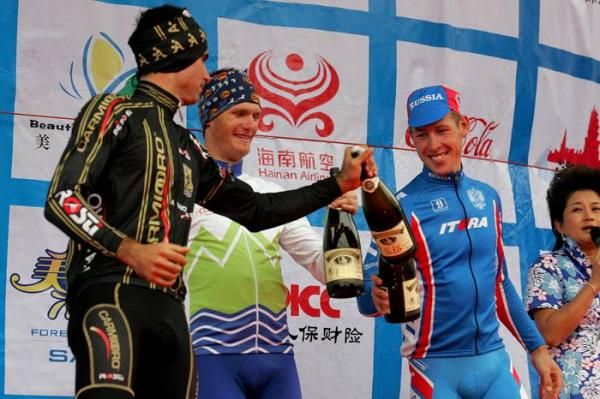 Cheers, the stage place getters on the podium.