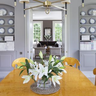 dining room with yellow table and chairs