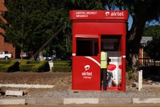 A roadside mobile money kiosk for Airtel Africa Plc in Lusaka, Zambia
