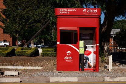 A roadside mobile money kiosk for Airtel Africa Plc in Lusaka, Zambia