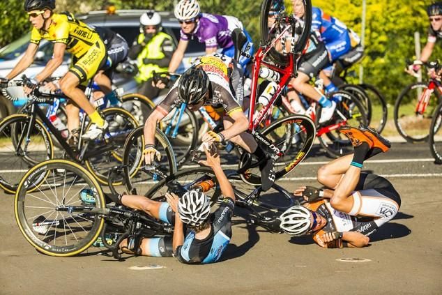 Riders take a tumble
