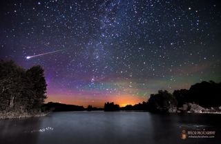 MIlky Way Airglow Meteor From Branch Pond Maine 