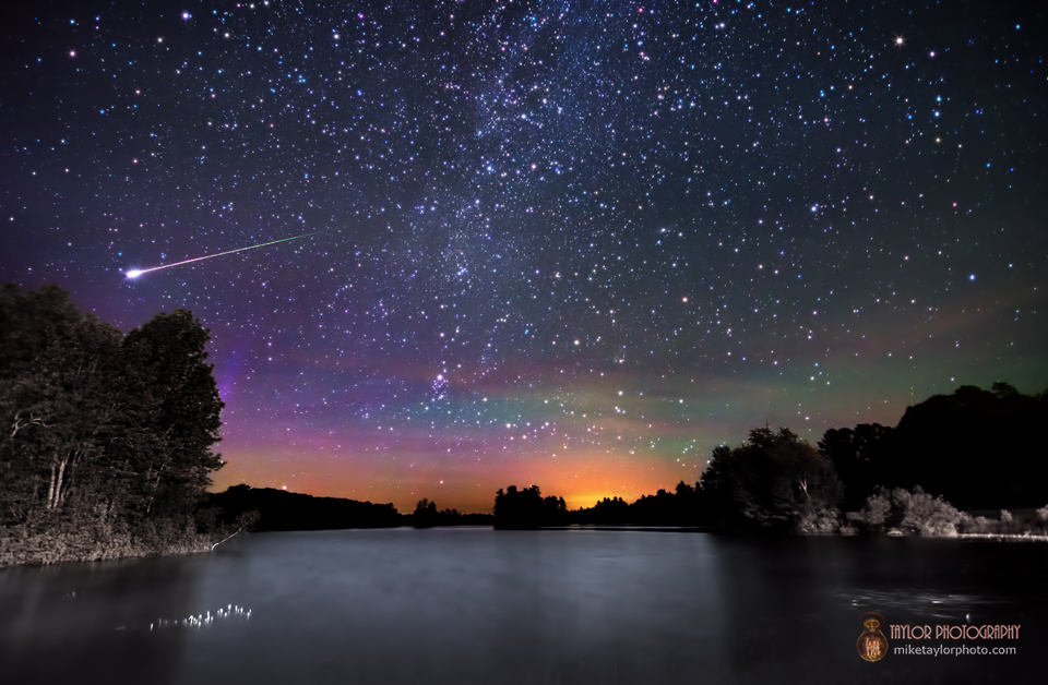 MIlky Way Airglow Meteor From Branch Pond Maine 