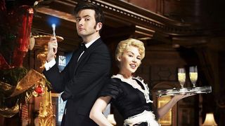 David Tennant and Kylie Minogue pose for a promo image of The Voyage of the Damned