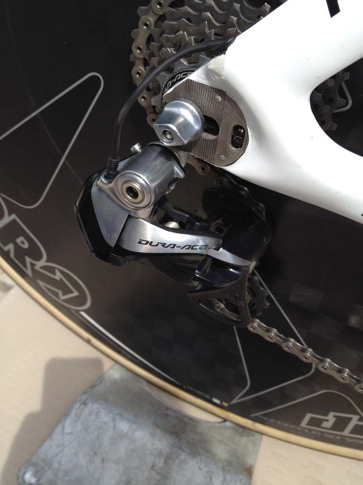The Pinarello Bolide has rear facing drop outs