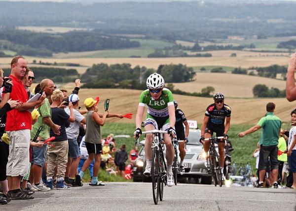 Lasse Bochmann (Glud &amp; Marstrand - LRO) leads the break on a climb.