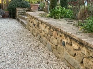 Low brick garden wall