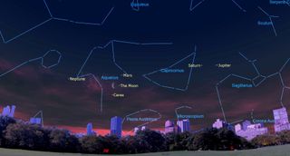 night sky may 2020 Crescent Moon meets Mars
