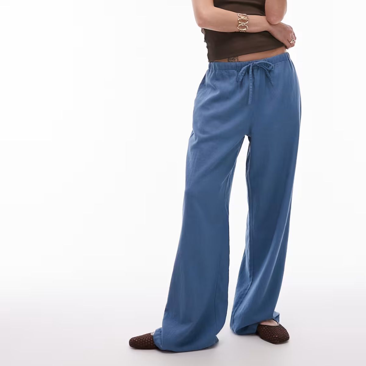topshop blue linen trousers