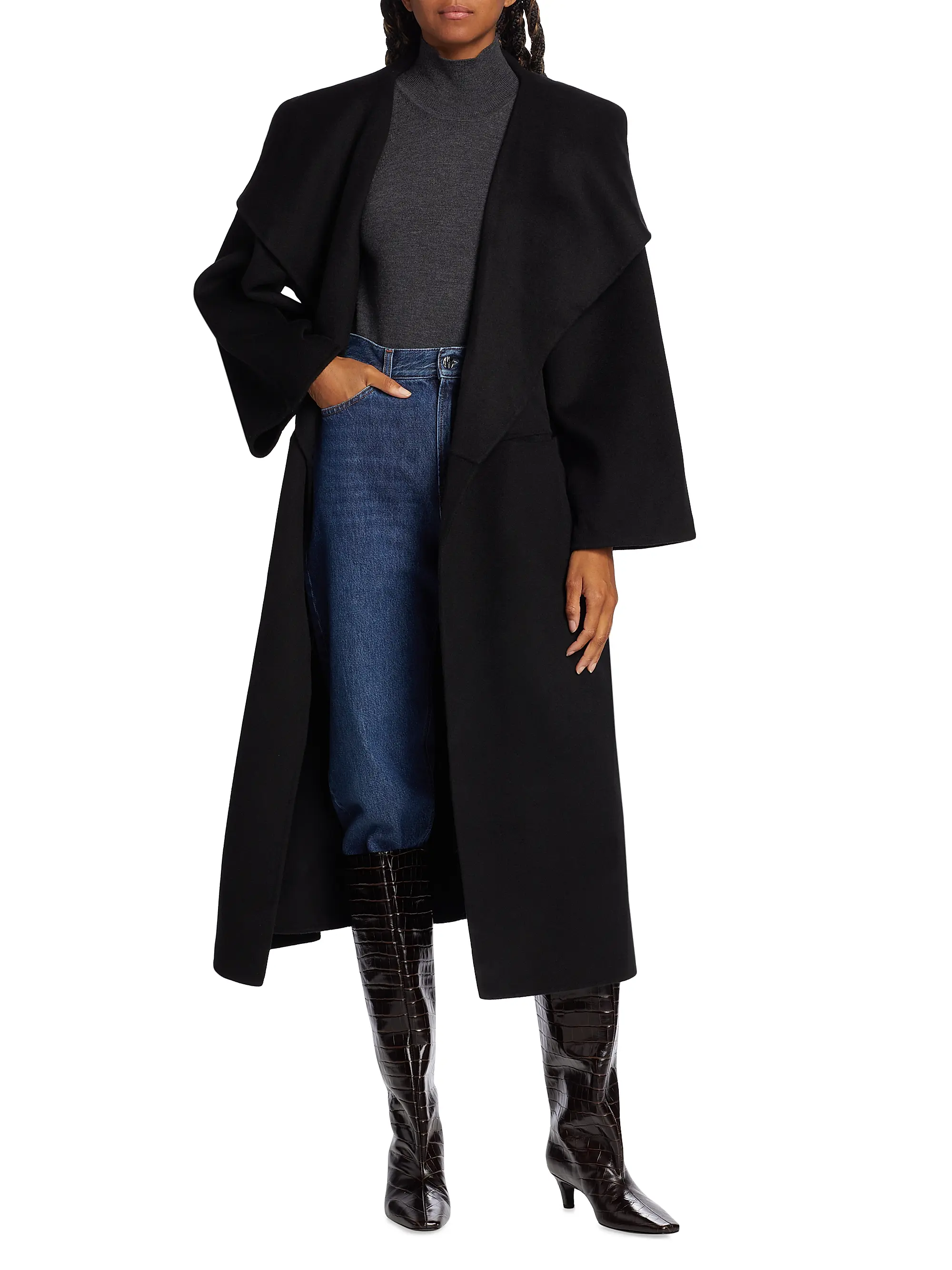 Open-Front Wool Coat