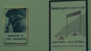 no smoking posters in Quitters Inc in Cat's Eye