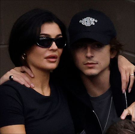 Kylie Jenner and actor Timoth&eacute;e Chalamet at the 2023 US Open. 