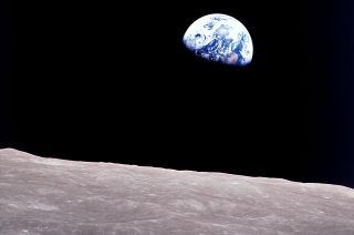 "Earthrise," as first seen by the Apollo 8 crew in December 1968.