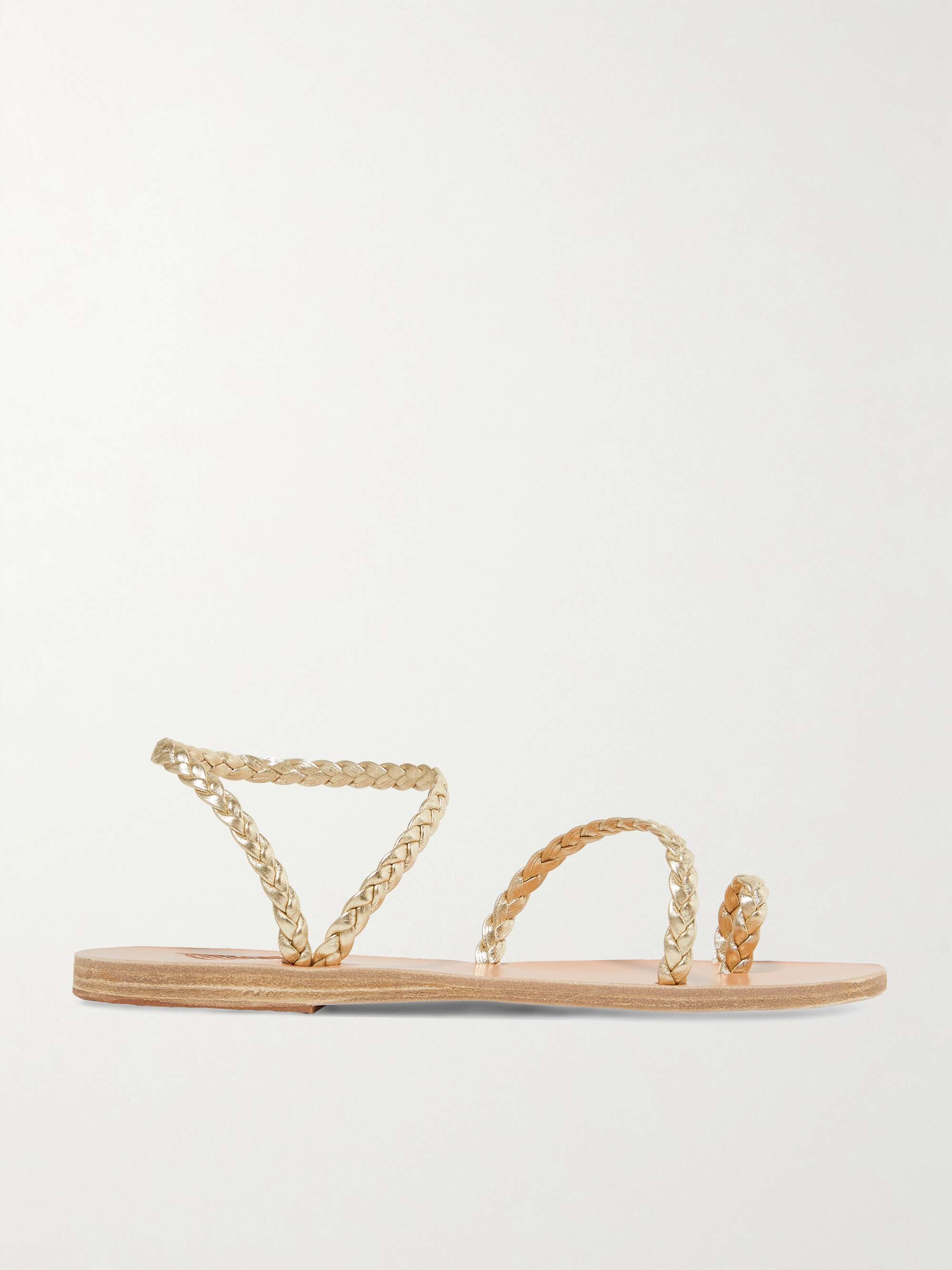 Eleftheria Braided Metallic Leather Sandals