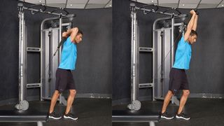 Cable rope overhead triceps extension