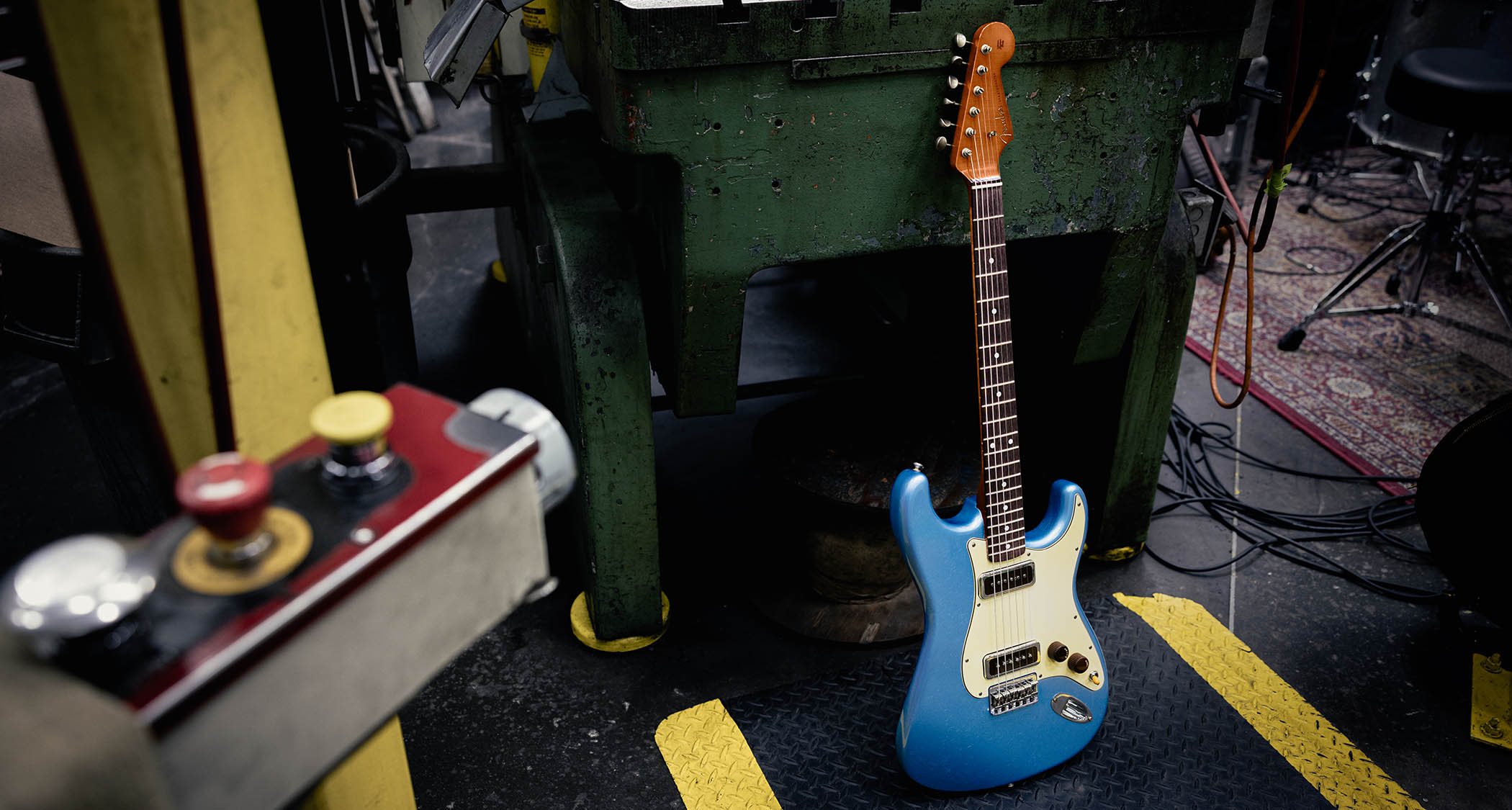 Fender Custom Shop Ariel Posen Stratocaster: Posen's new signature model was inspired by the Jazzmaster and has custom-wound AP-90 pickups. Check out those cupcake-style control knobs.