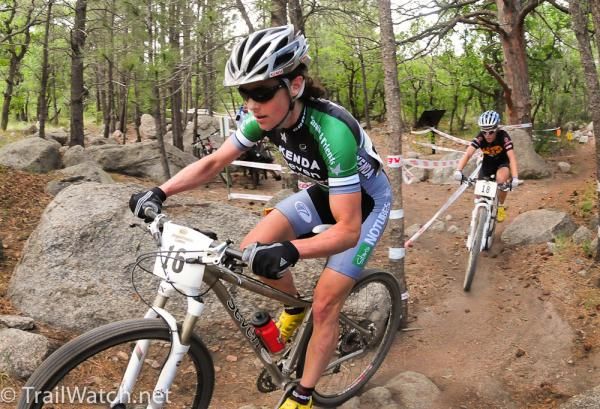 Mary McConneloug (Kenda-Seven-No Tubes) leading Chloe Forsman through a rock garden.