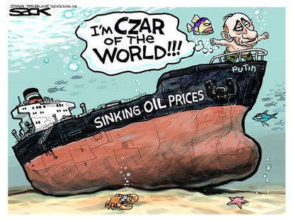 Political cartoon world Putin oil