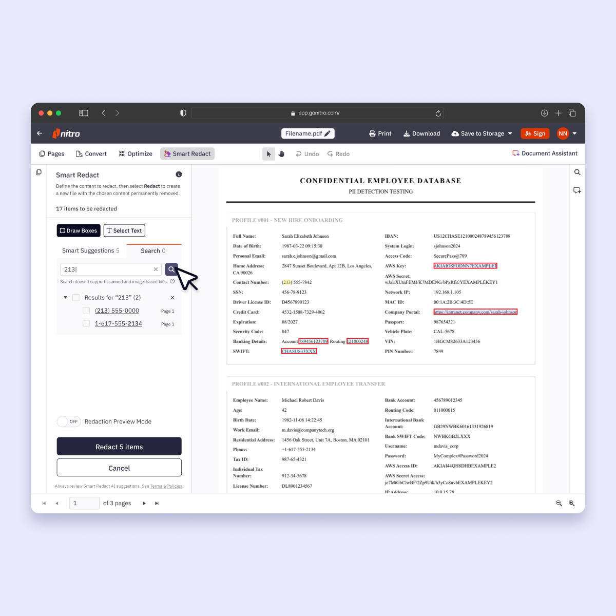 Nitro smart redaction