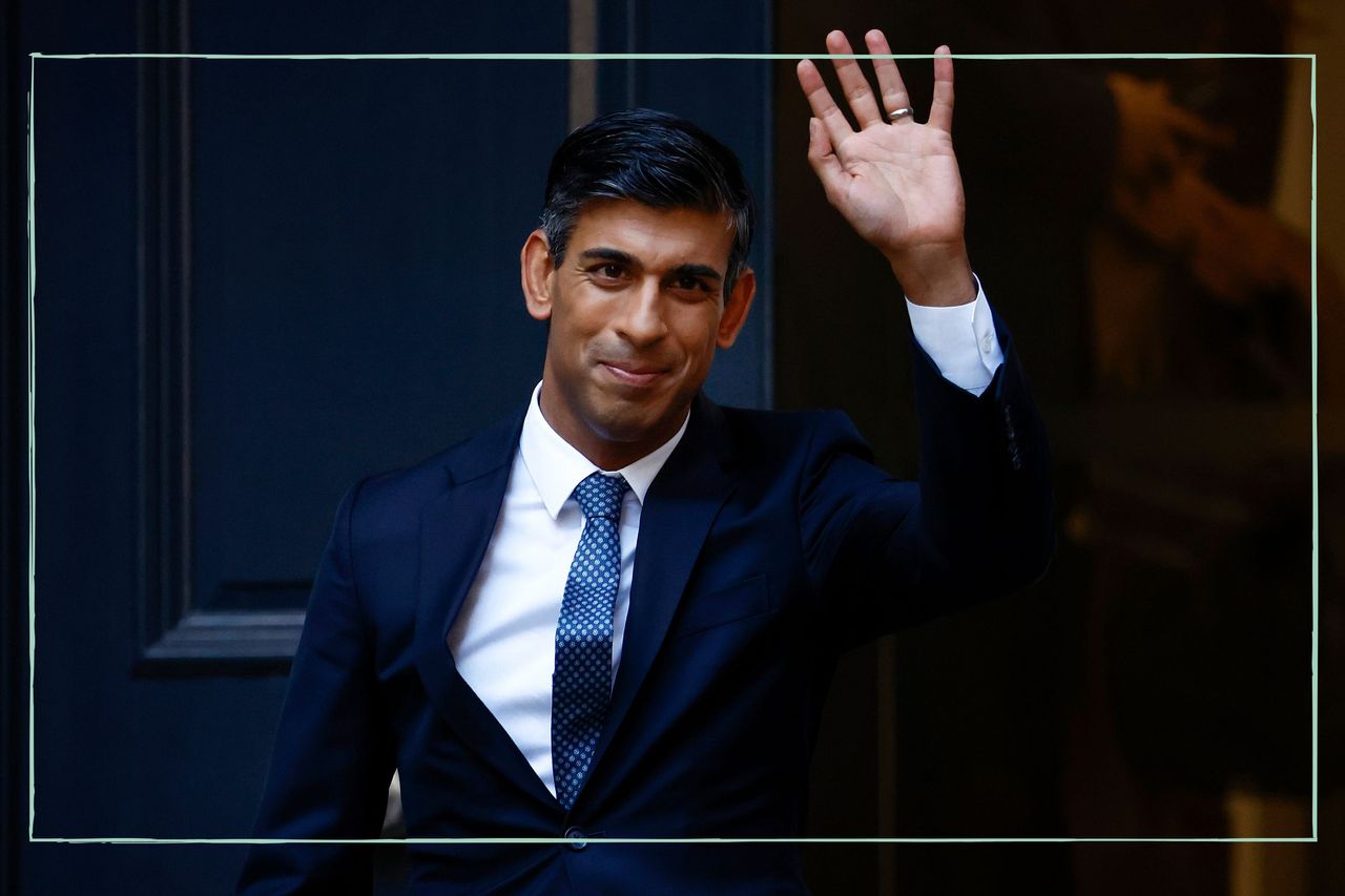 A photograph of Rishi Sunak waving at the camera